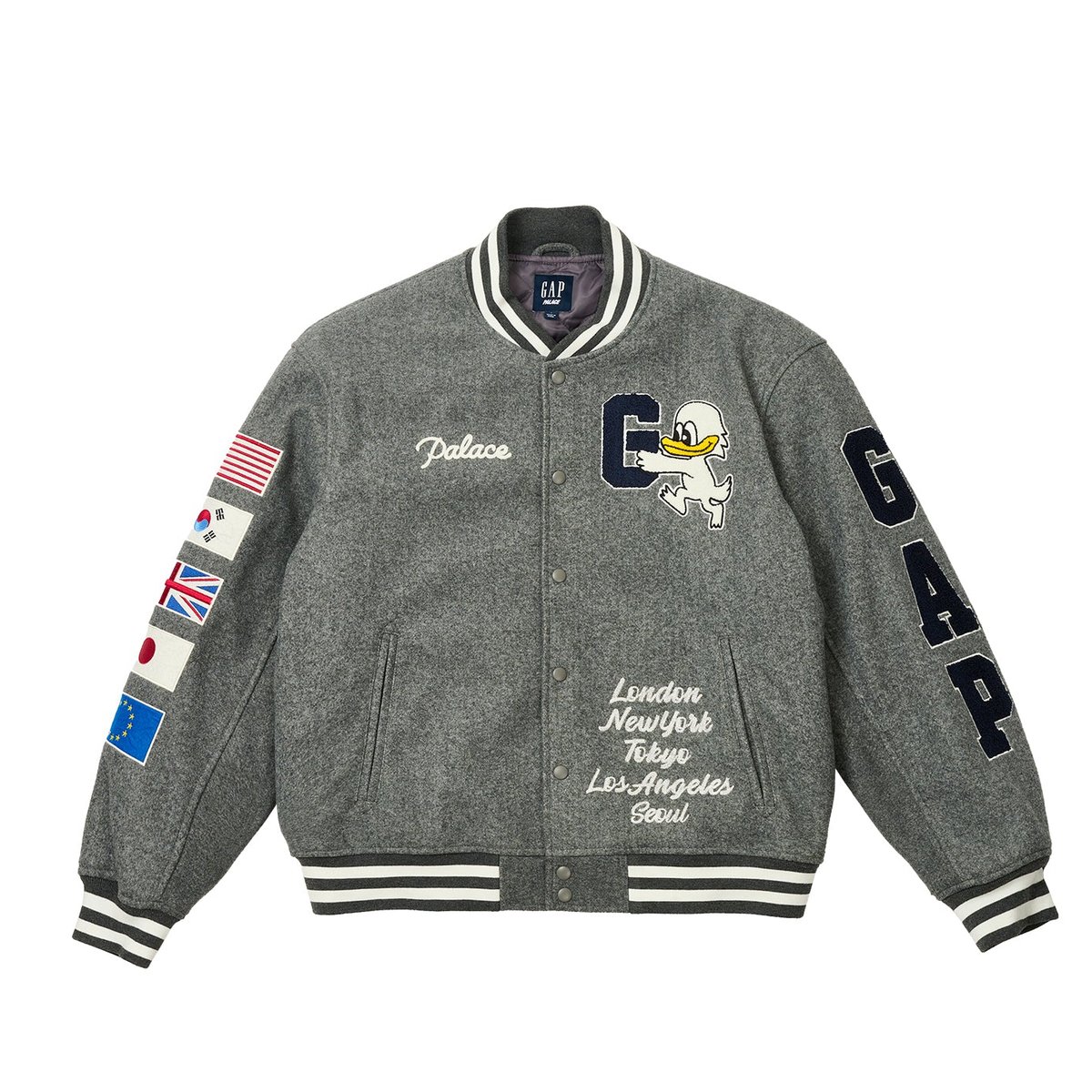 Palace PALACE GAP VARSITY JACKET GREY (Palace Gap 2024) - $300.00
