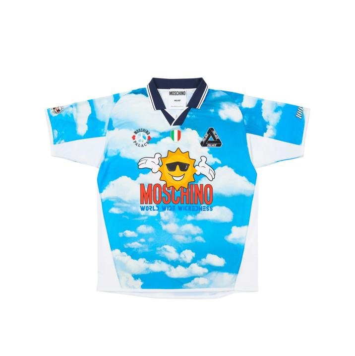 PALACE MOSCHINO FOOTBALL SHIRT BLUE CLOUD