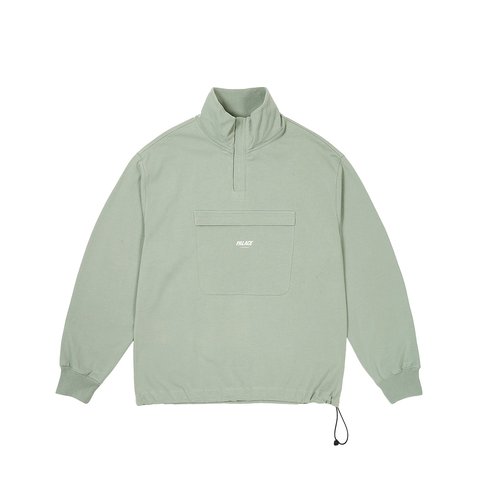 1/4 ZIP WASHED FUNNEL JADE