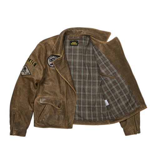 Palace PALACE NEIGHBORHOOD BIKER LEATHER JACKET BROWN - Colorway