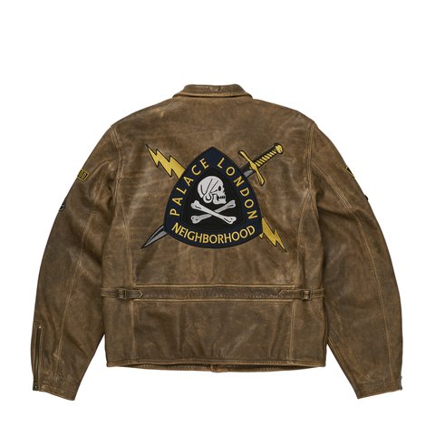 Palace PALACE NEIGHBORHOOD BIKER LEATHER JACKET BROWN - Colorway