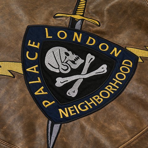 PALACE NEIGHBORHOOD BIKER LEATHER JACKET BROWN