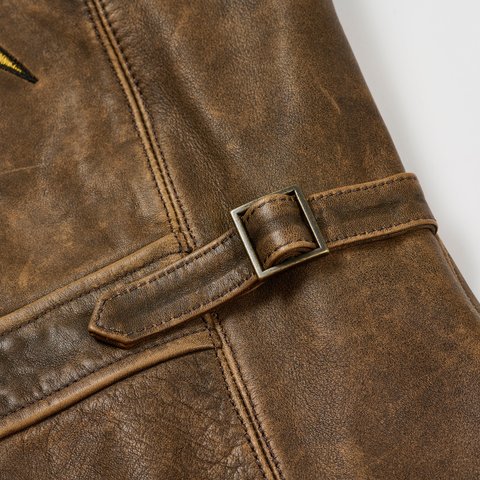 PALACE NEIGHBORHOOD BIKER LEATHER JACKET BROWN