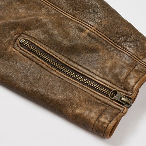 PALACE NEIGHBORHOOD BIKER LEATHER JACKET BROWN