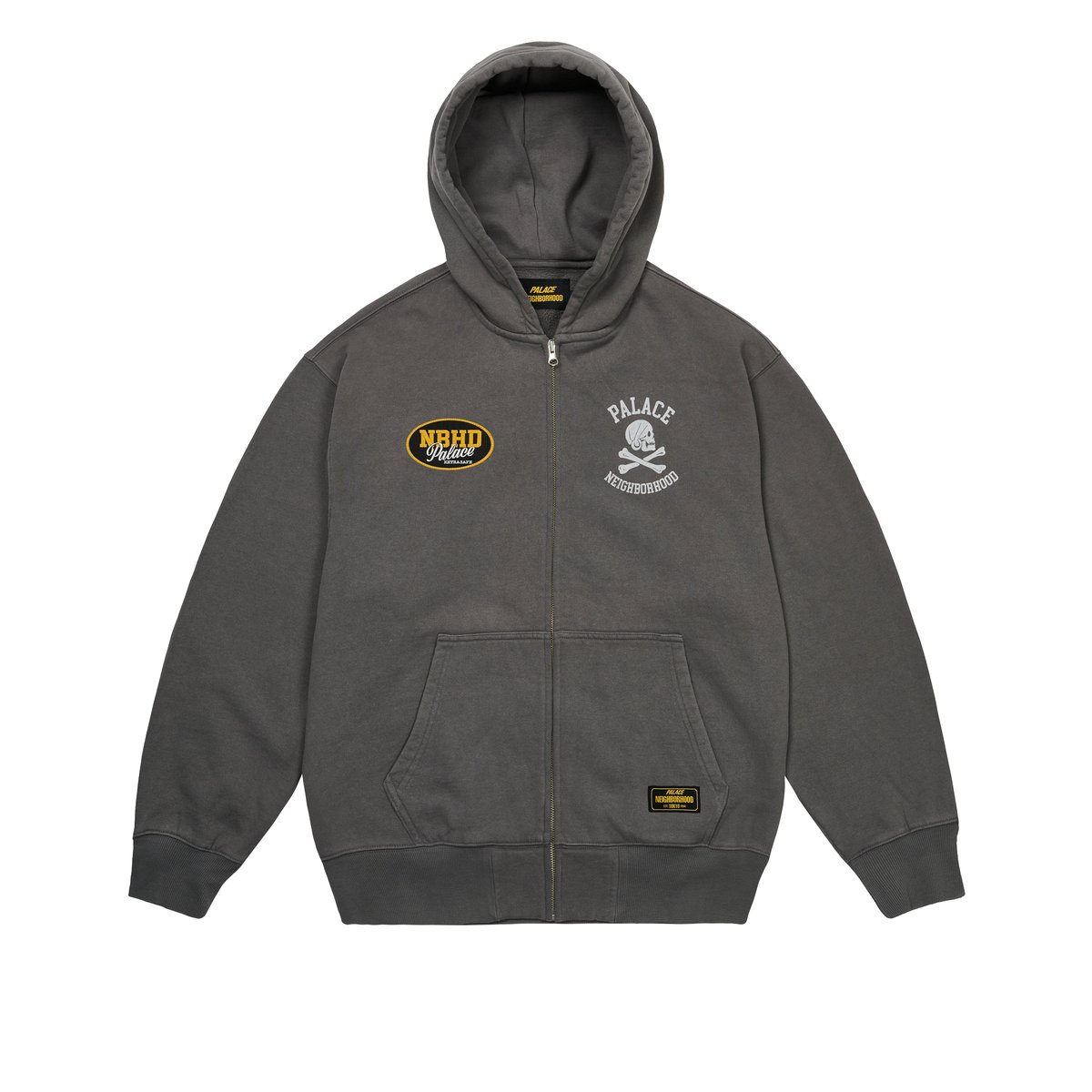 PALACE NEIGHBORHOOD SKULL ZIP HOOD CHARCOAL - Palace