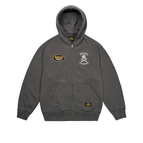 PALACE NEIGHBORHOOD SKULL ZIP HOOD CHARCOAL