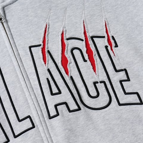 Palace CLAW ZIP HOOD GREY MARL - Colorway