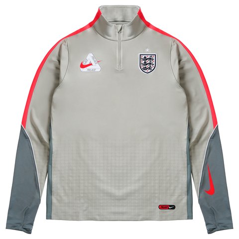 Palace PALACE NIKE ENGLAND DRI FIT STRIKE DRILL TOP PEWTER GREY COOL GREY BRIGHT CRIMSON