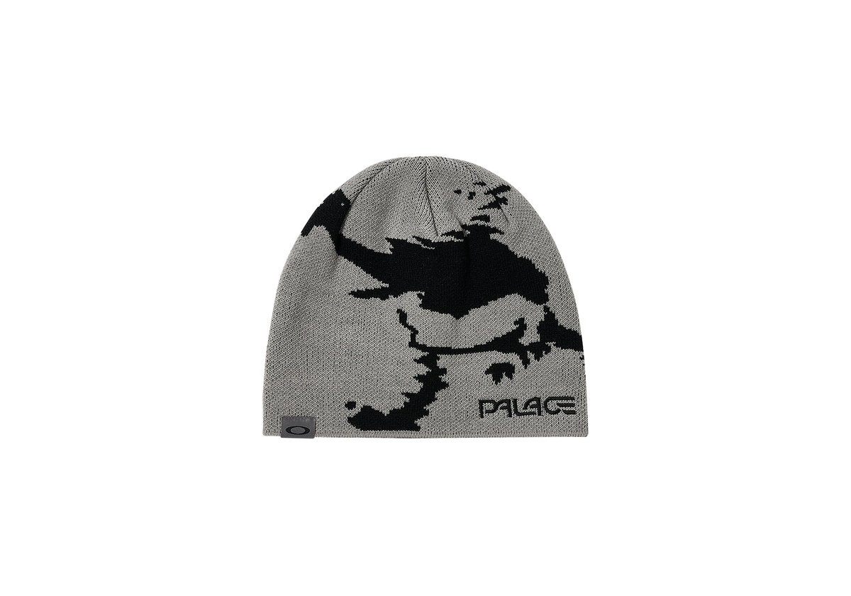 PALACE OAKLEY BEANIE GREY / BLACK - Palace