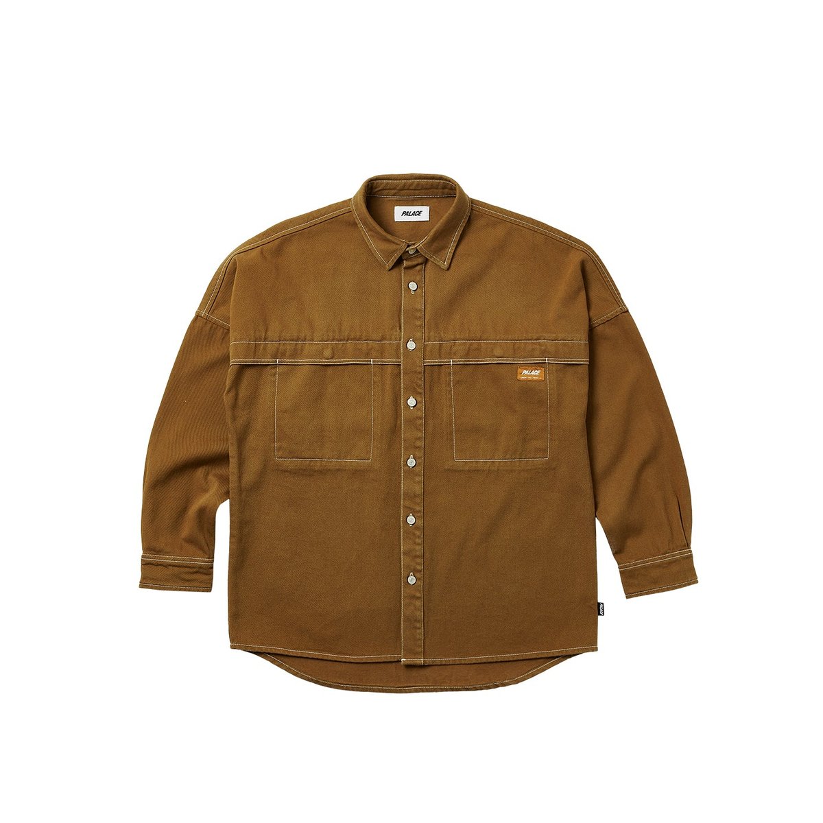 STITCH UP DROP SHOULDER SHIRT BROWN
