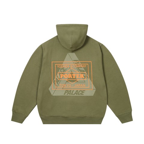 Palace PALACE PORTER LOGO HOOD OLIVE - $168.00