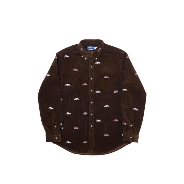 PALACE RALPH LAUREN EMBROIDERED CORD GTI SHIRT MOHICAN BROWN