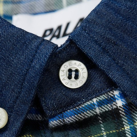 Palace CHECK PANEL CHAMBRAY SHIRT INDIGO - Colorway