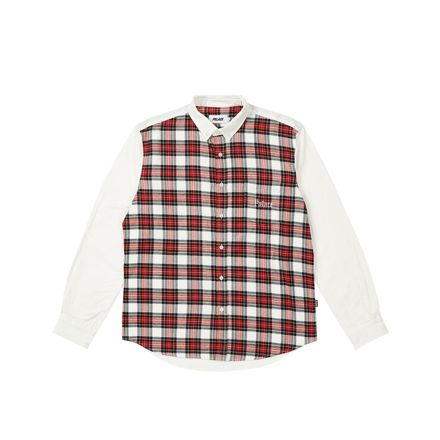 CHECK PANEL CHAMBRAY SHIRT WHITE