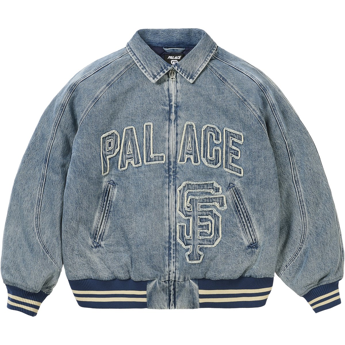 Palace PALACE SAN FRANCISCO GIANTS DENIM VARSITY JACKET STONE WASH (Palace San Francisco Giants 2026)