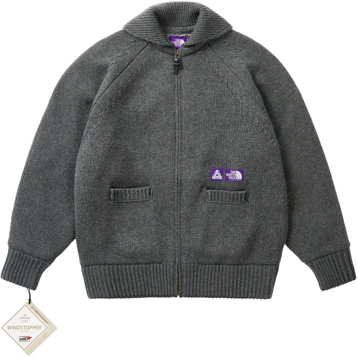 Palace PALACE THE NORTH FACE PURPLE LABEL WINDSTOPPER FIELD KNIT ASPHALT GRAY (Palace The North Face Purple Label 2025)