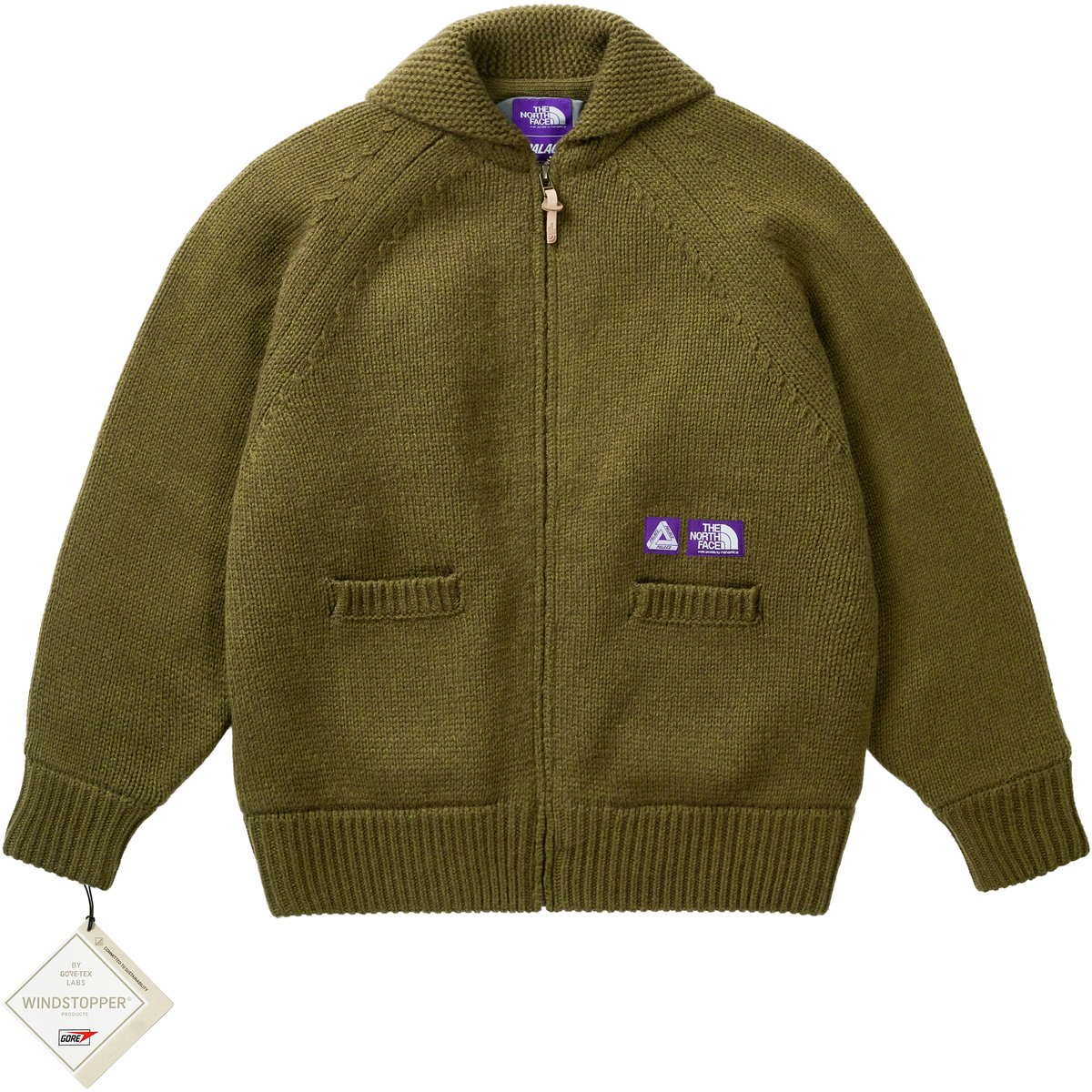 Palace PALACE THE NORTH FACE PURPLE LABEL WINDSTOPPER FIELD KNIT SAGE GREEN (Palace The North Face Purple Label 2025)