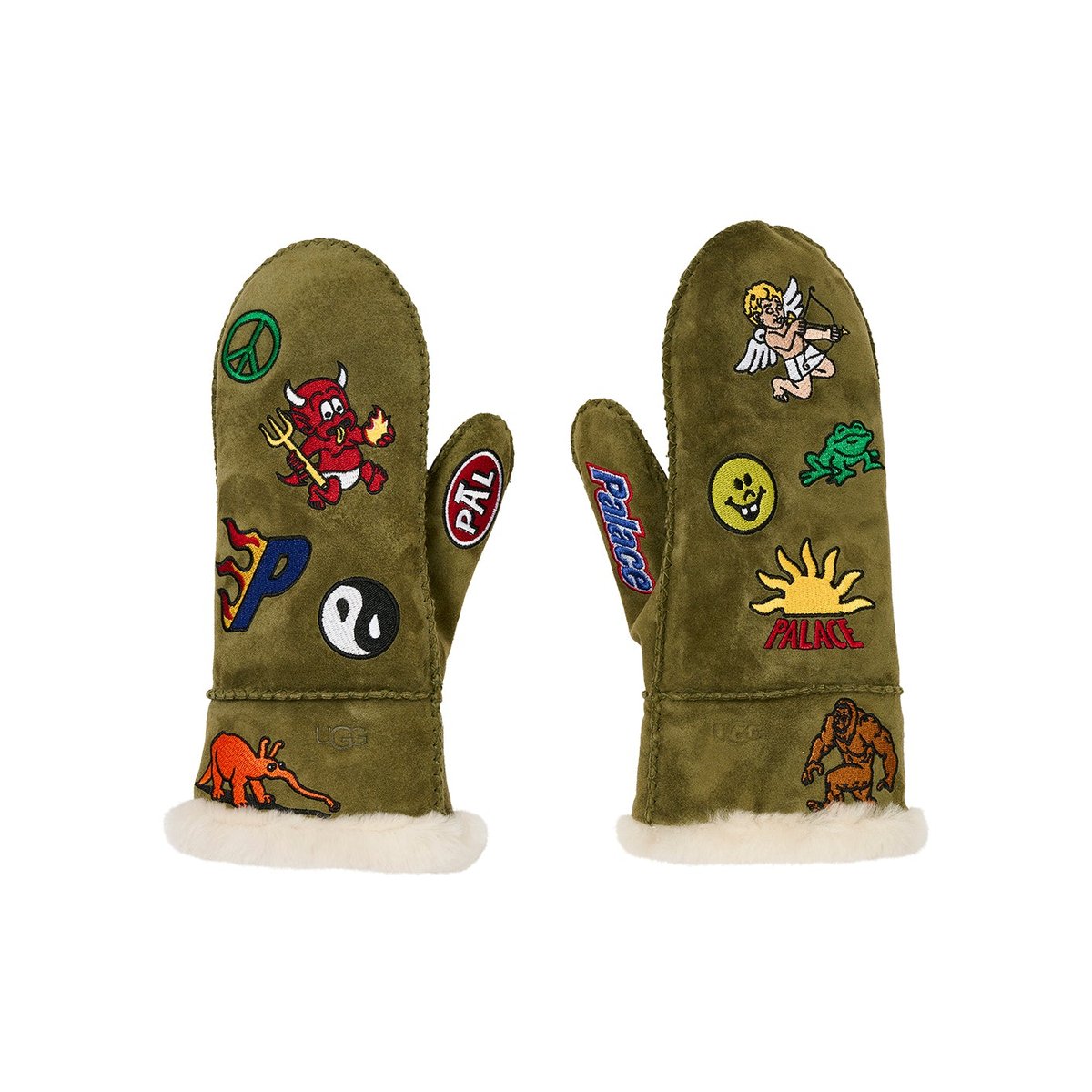 Palace PALACE UGG SHEEPSKIN MITTEN BURNT OLIVE (Palace Ugg 2023) - $160.00