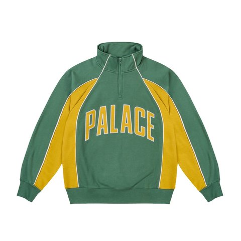 Palace COURTSIDE 1/4 ZIP RACEY GREEN / SUNNY YELLOW - Style 1