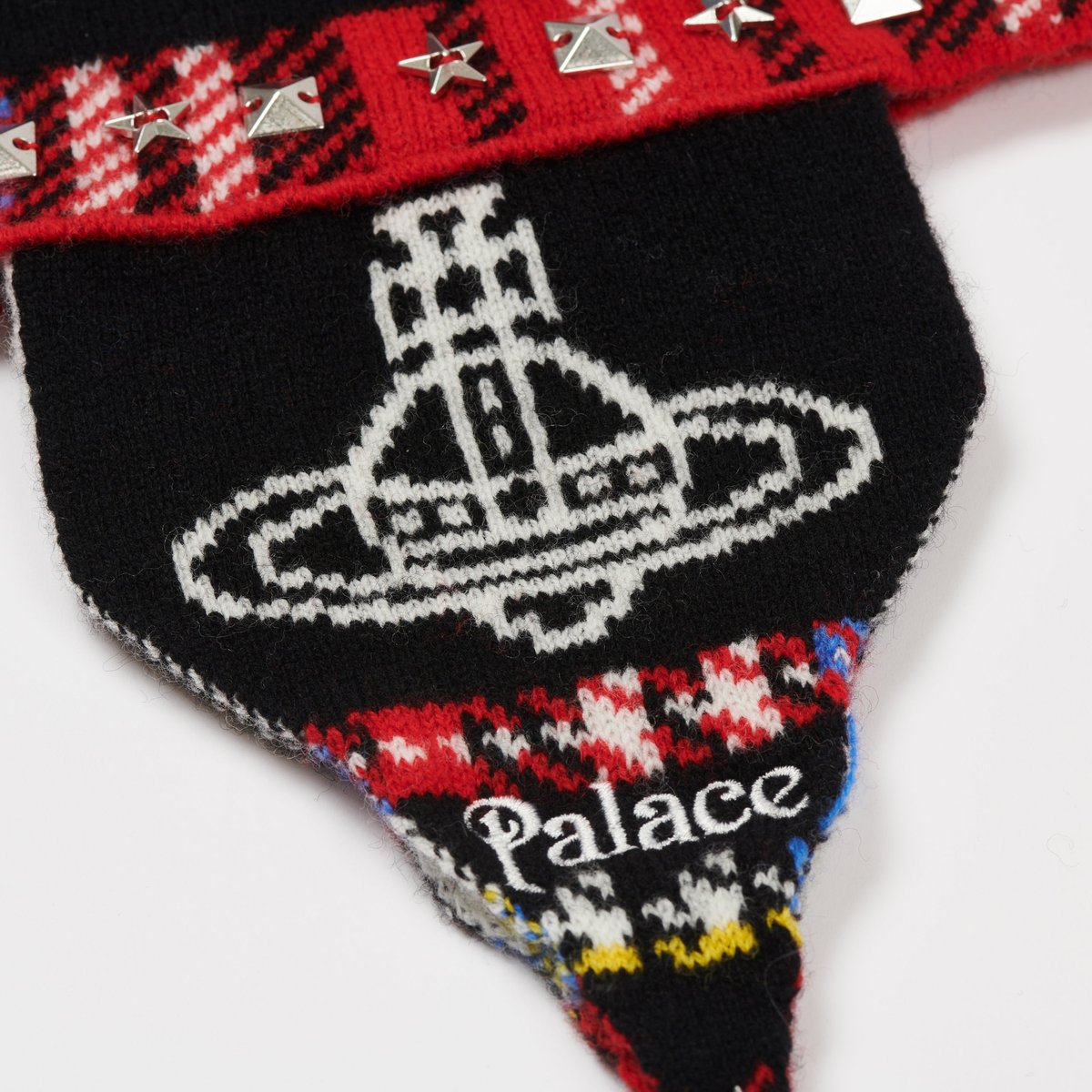 PALACE VIVIENNE WESTWOOD ORB KNIT EARFLAP BEANIE TARTAN - Palace