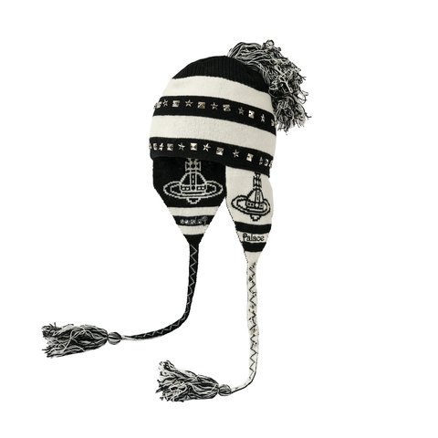 Palace PALACE VIVIENNE WESTWOOD ORB KNIT EARFLAP BEANIE BLACK / WHITE - $255.00