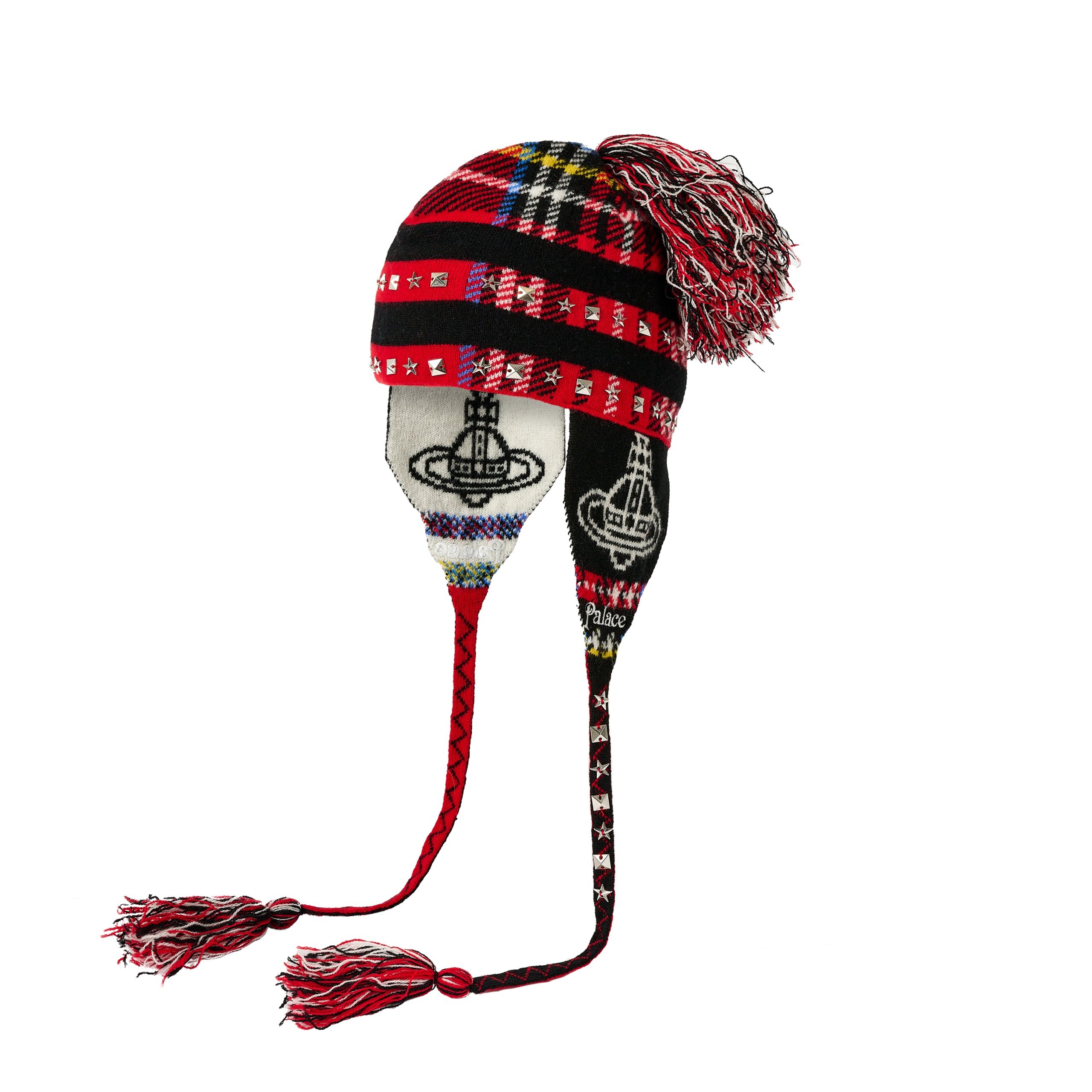 PALACE VIVIENNE WESTWOOD ORB KNIT EARFLAP BEANIE TARTAN