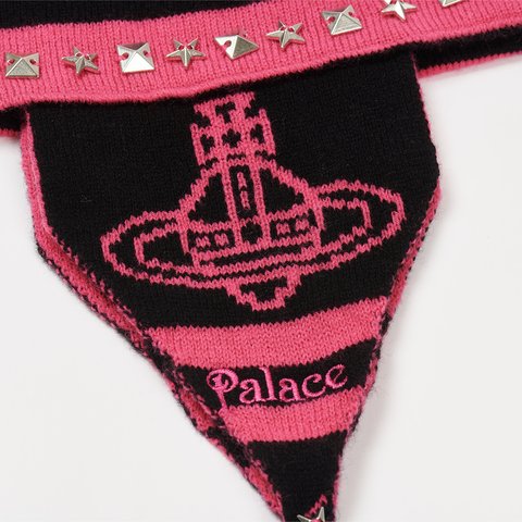 Palace PALACE VIVIENNE WESTWOOD ORB KNIT EARFLAP BEANIE PINK / BLACK - Colorway
