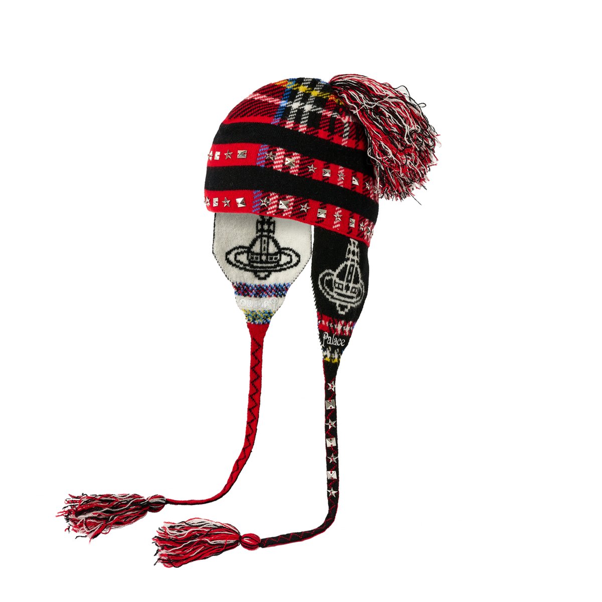 PALACE VIVIENNE WESTWOOD ORB KNIT EARFLAP BEANIE TARTAN