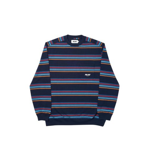 Palace POCKET STRIPE CREW NAVY / RED