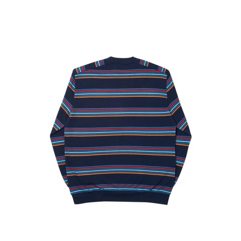 Palace POCKET STRIPE CREW NAVY / RED - Colorway