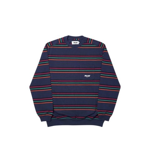 Palace POCKET STRIPE CREW BLACK / ORANGE