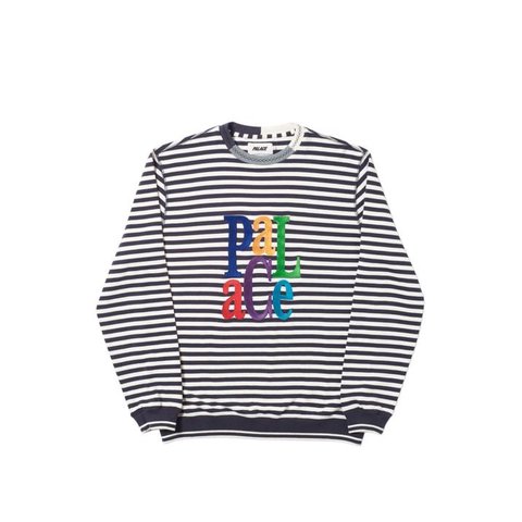 Palace ZIG ZAG CREW BLACK / WHITE STRIPES