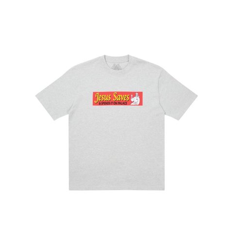 Palace JESUS SAVES T-SHIRT GREY MARL
