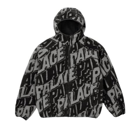 Palace JACQUARD FLEECE HOODED JACKET BLACK