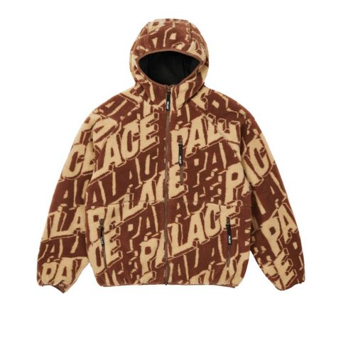 Palace JACQUARD FLEECE HOODED JACKET TAN / BROWN