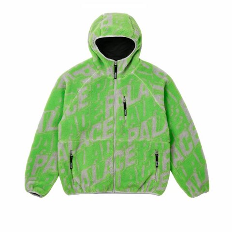 Palace JACQUARD FLEECE HOODED JACKET GREY / GREEN
