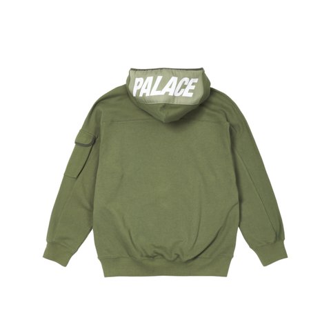 Palace GIANT WOVEN LABEL HOOD OLIVE - Colorway
