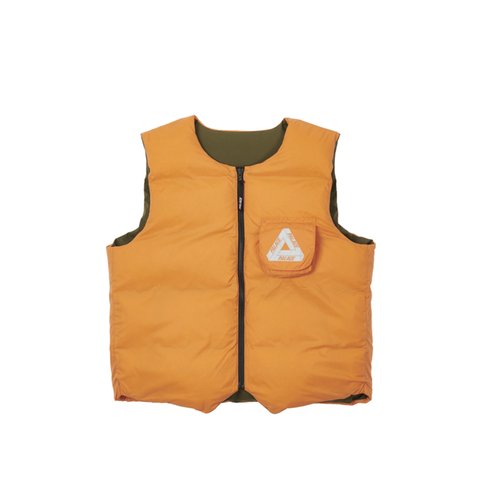 Palace GORE-TEX INFINIUM REVERSO DOWN VEST OLIVE / ORANGE - Colorway