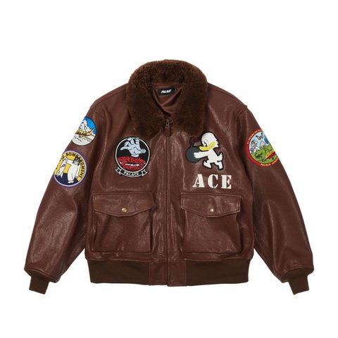 Palace LEATHER FLIGHT JACKET  BROWN