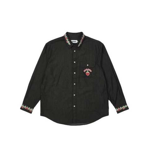 Palace STRAWBERRY EMBROIDERY DENIM SHIRT BLACK