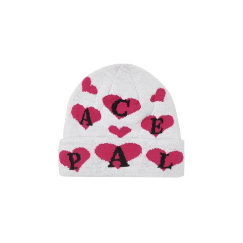 Palace LOVE ME JACQUARD BEANIE WHITE - Colorway