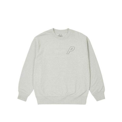 Palace TRI-STITCH CREW LIGHT GREY MARL