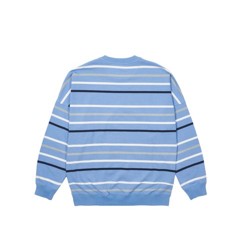 Palace STRIPE DROP SHOULDER CREW BLUE - Colorway