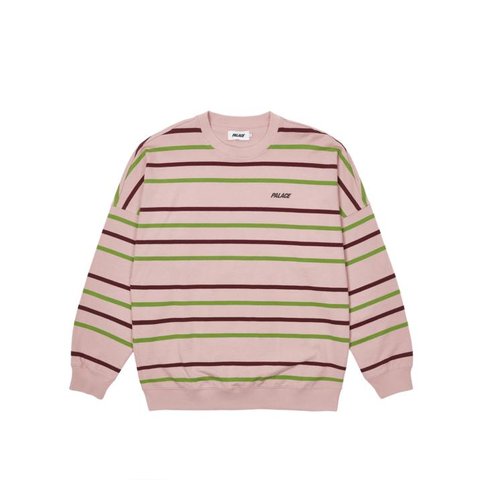 Palace STRIPE DROP SHOULDER CREW PINK