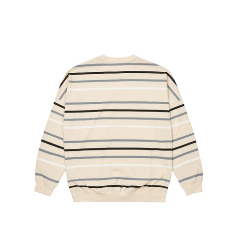Palace STRIPE DROP SHOULDER CREW STONE - Colorway