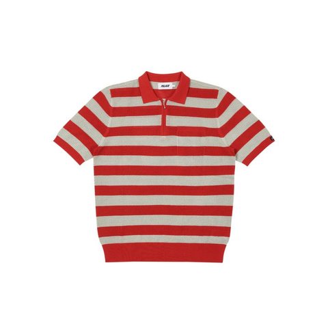Palace STRIPE MESH POLO RED / GREY