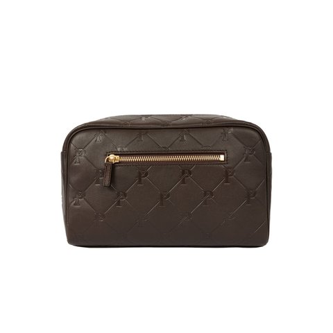 Palace PAL-M-GRAM LEATHER WASHBAG BROWN - Colorway