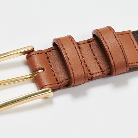Palace PAL-M-GRAM LEATHER BELT BROWN - Colorway