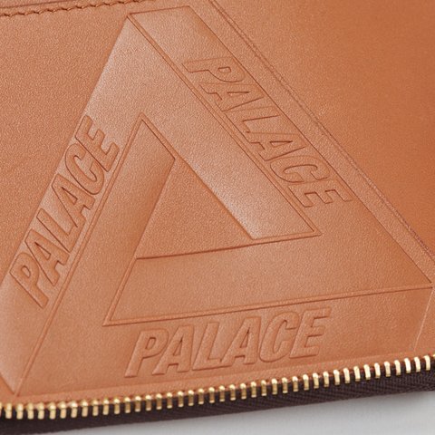 Palace PAL-M-GRAM LEATHER ZIP WALLET BROWN - Colorway