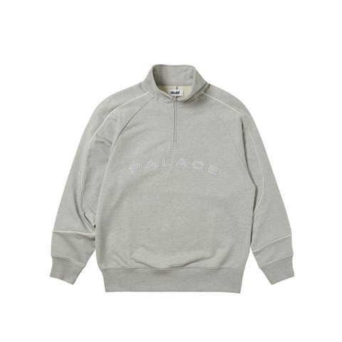 Palace SPORT PIPED 1/4 ZIP GREY MARL - Colorway